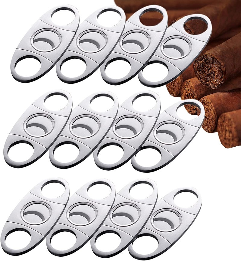 MPEEJ Cigar Cutter Guillotine, Stainless Steel Smooth Cigar Clippers Double Cut Blade, 12 Pack Silver Exquisite Cigar Scissors Accessories - Image 1